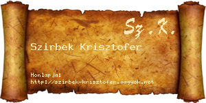 Szirbek Krisztofer névjegykártya
