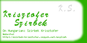 krisztofer szirbek business card